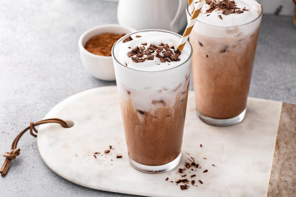 Healthy cold smoothie drink with milk.