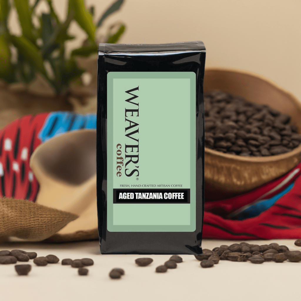 weaverscoffee.mom Coffee bag of Aged Tanzania Coffee.
