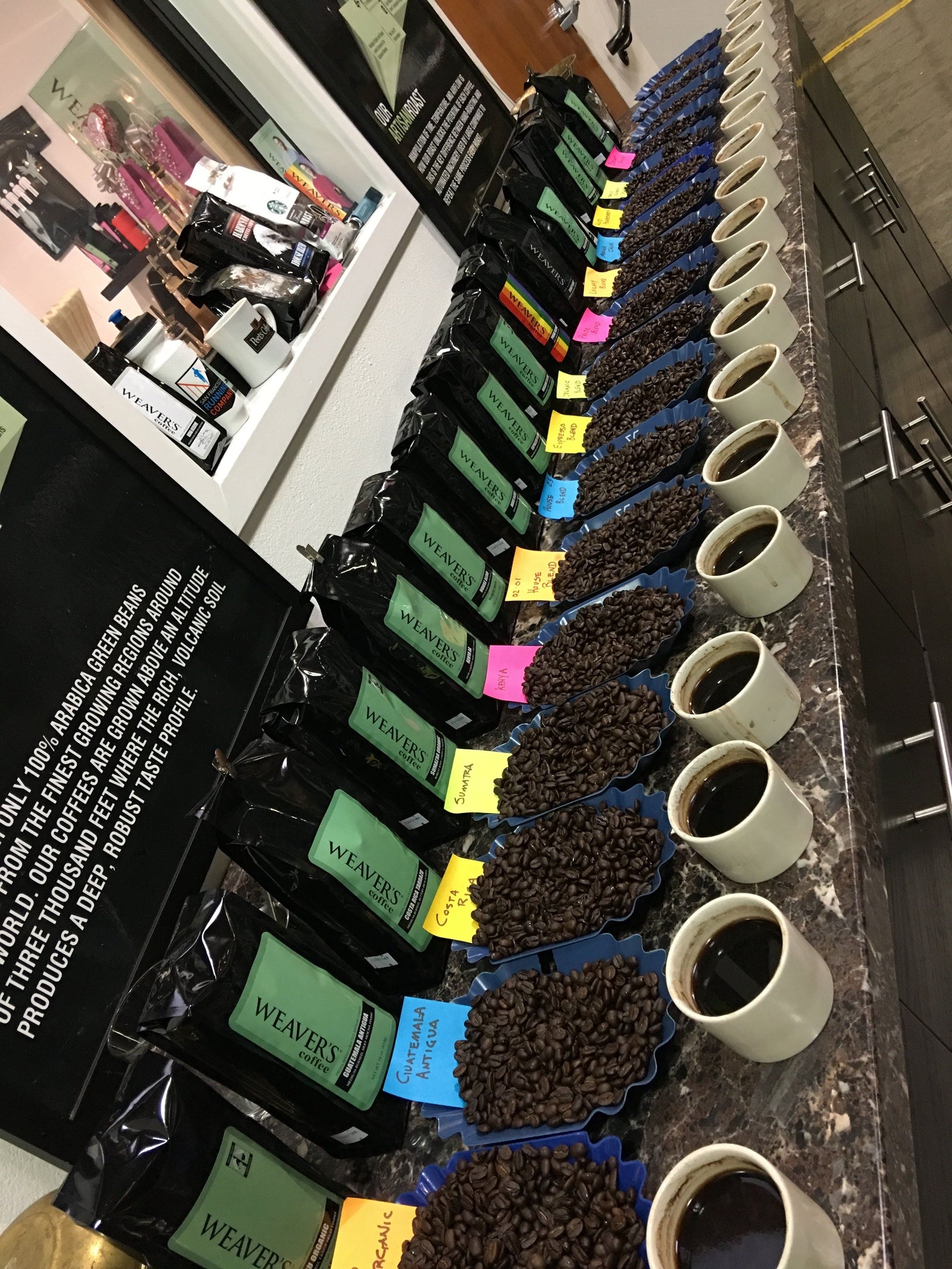weaverscoffee.mom Coffee Cupping Table at Weaver's Coffee & Tea