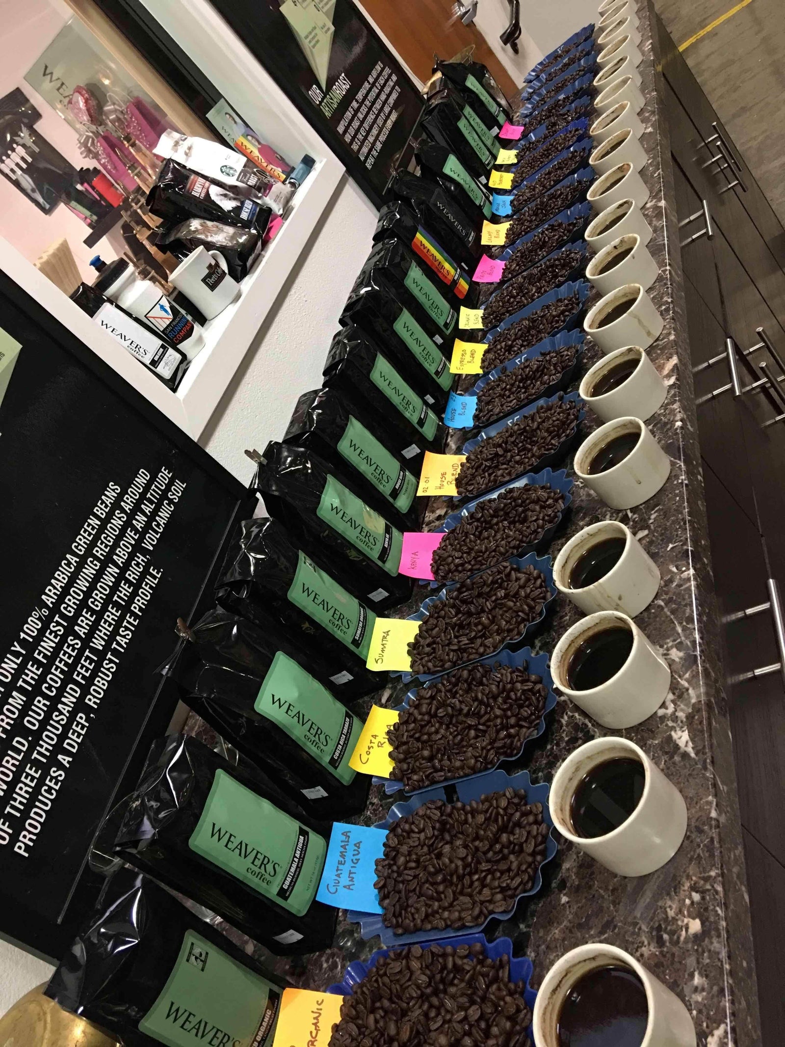 weaverscoffee.mom Coffee cupping including Aged Tanzania Coffee.