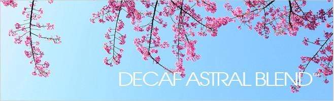 weaverscoffee.mom Images of Cherry Blossoms which cover the coffee bag of Decaf Astral Blend Coffee.